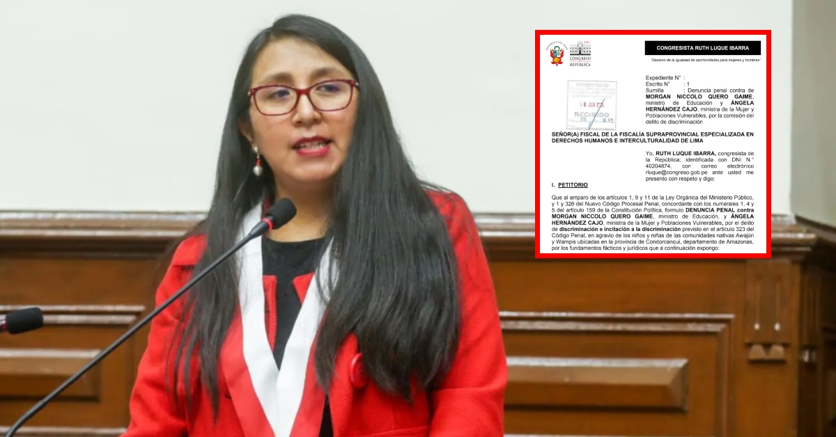 Ruth Luque presenta denuncia penal contra ministro de Educación y de la