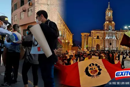 Arequipa-Policas-repartes-mascarillas-y-alcohol-en-gel-a-protestantes