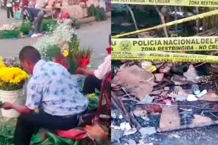 Comerciantes fuera del mercado de flores tras incendio