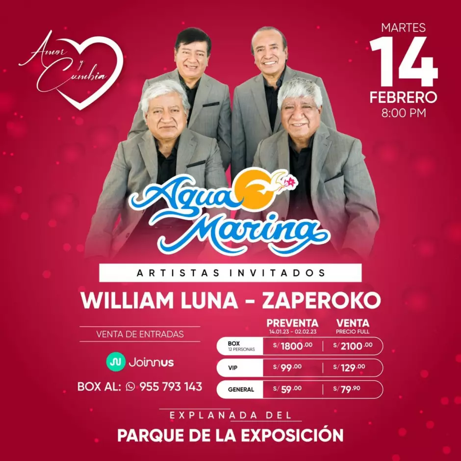 Agua Marina dará un concierto para San Valentín