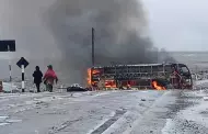 Apurmac: Vndalos incendian bus tras desbloqueo de va Aymaraes-Puquio