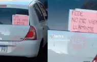Sorprendente! Joven anuncia embarazo a su "novio" con un cartel pegado a su auto
