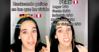 Joven peruana califica Alemania, Espaa, Estados Unidos y Per.