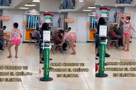 Mujer hace aeróbicos mientras espera en el banco