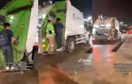 (VIDEO) Joven no encontraba taxi y camin de basura se ofrece a llevarlo gratis a su casa