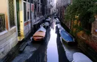 Un fenmeno de bajas mareas seca a los canales de Venecia