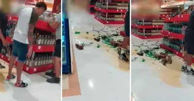 Hombre destruye decenas de botellas