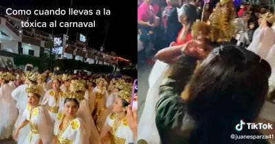 Novia golpea a bailarina de carnaval por intentar bailar con su pareja