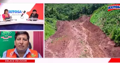 Edwin Crespo Morales, alcalde del distrito de Sivia, inform sobre deslizamiento