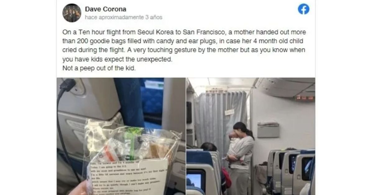 Mujer reparte tapones para los odos a pasajeros por si su beb llora durante vuelo