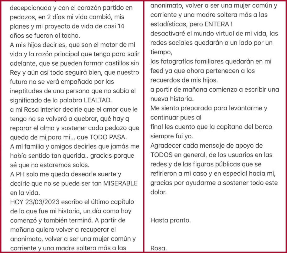 Esposa de Paolo Hurtado envía mensaje