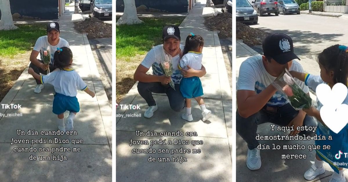 Enternecedor! Padre lleva flores a su hija por su primer día de clases -  Exitosa Noticias