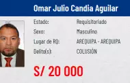 Arequipa: Prfugo exalcalde Omar Candia ya figura en la lista de los ms buscados por el delito de colusin