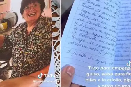Abuelita realizó lista con sus mejores recetas para su nieto