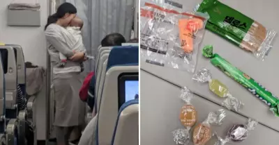 Mujer reparte tapones para los odos a pasajeros por si su beb llora durante vu