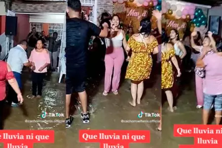 Familia hizo fiesta en Piura en medio de inundaciones