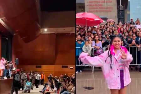Milena cant para sus fans pese a las lluvias en Lima.