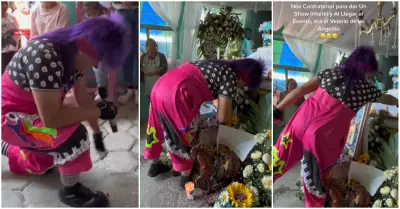 Payaso brinda show en funeral de un nio