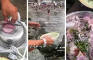 Peruanos preparan ceviche en la playa de Ancn y lavan el pescado con agua de mar: "Lo que no te mata te hace ms fuerte"