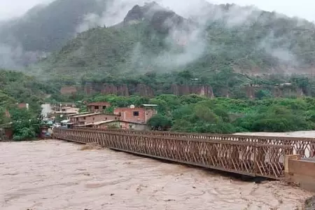 Río Marañón a punto de colapsar puente Chagual