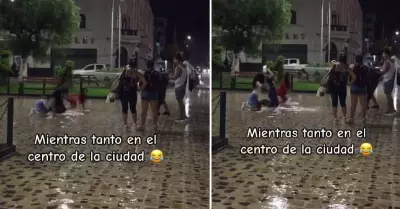 Chiclayanos recrean baile de Shakira y Karol G bajo la lluvia