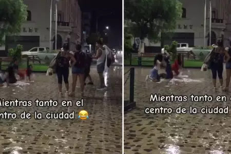 Chiclayanos recrean baile de Shakira y Karol G bajo la lluvia