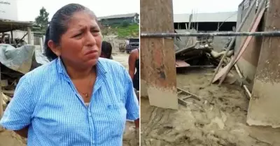 Mujer afectada por huaico en Punta Hermosa.