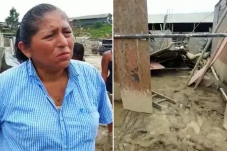 Mujer afectada por huaico en Punta Hermosa.