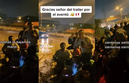Conductor recogi a personas en medio de huaico