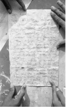 Carta escrita por los secuestradores.