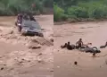 ¡Se salvaron de morir! Camioneta con pasajeros fue arrastrada por río formado por las fuertes lluvias en Piura