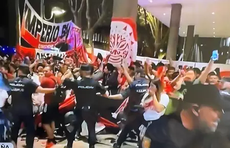 Captura de video de agresin de polica espaola a jugadores peruanos.