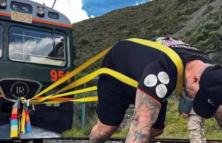 Atleta jala tren de 81 toneladas en Cusco y logra nueva marca.