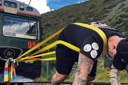 Atleta jala tren de 81 toneladas en Cusco y logra nueva marca.