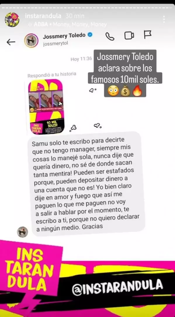 Jossmery Toledo aceptar entrevista?