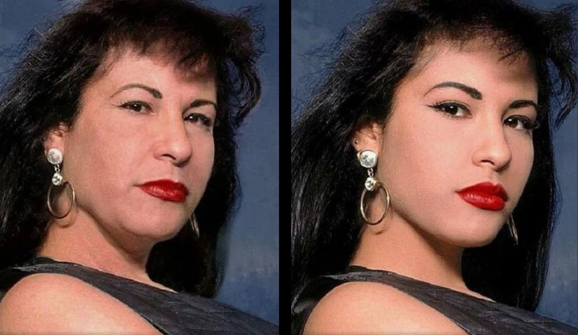 Icónica foto de Selena en perfil, desde el punto de vista de IA.