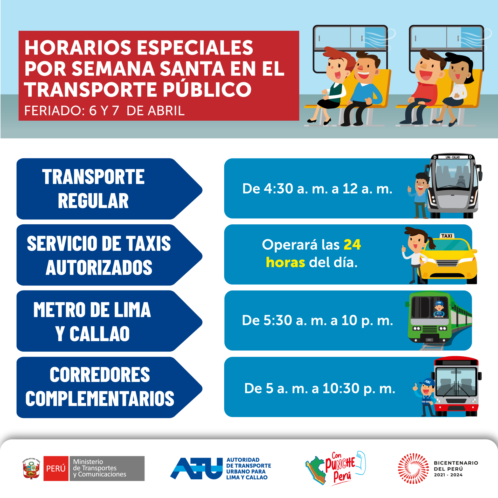 Horarios especiales hasta Viernes Santo.