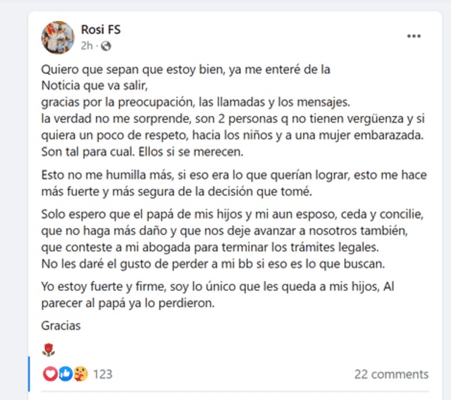 Rosa Fuentes exige divorcio a Paolo Hurtado