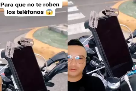 Motociclista colombiano aplica trampa antirobo de celulares.