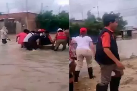 Ministra de Vivienda en tina durante inundación de Piura.