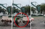 Hilarante! Polica captado en triciclo de ropavejero: "La calle est dura?"