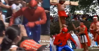 Hombre disfrazado de Spiderman trata de salvar a 'Jess'.