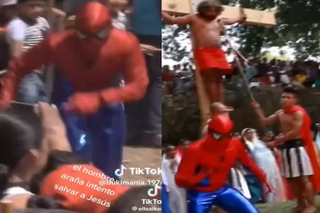 Hombre disfrazado de Spiderman trata de salvar a 'Jesús'.