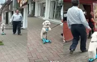 "Firulais consentido": Hombre causa controversia al llevar a su perro en un scooter