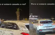 "No le hablen, ya tiene duea": Hombre causa revuelo por conducir su auto con peculiar mensaje