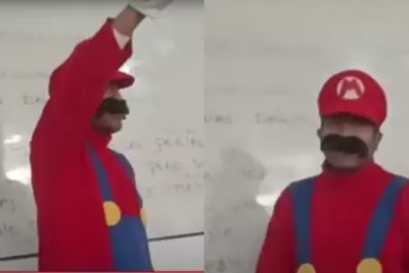 Profesor se disfraza de Mario Bros.