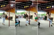 "Lo dio todo": Payasito reta a una joven a bailar en fiesta infantil y ella lo deja boquiabierto