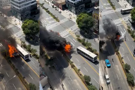 Furgoneta se incendia y choca contra bus transporte pblico
