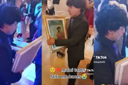Joven llor al bailar en su fiesta de graduacin con la foto de su madre.
