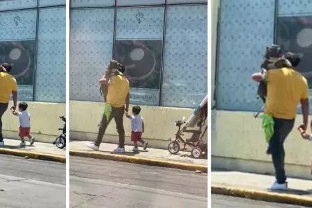Un padre divide las redes por cargar a su perro en lugar de su hijo.